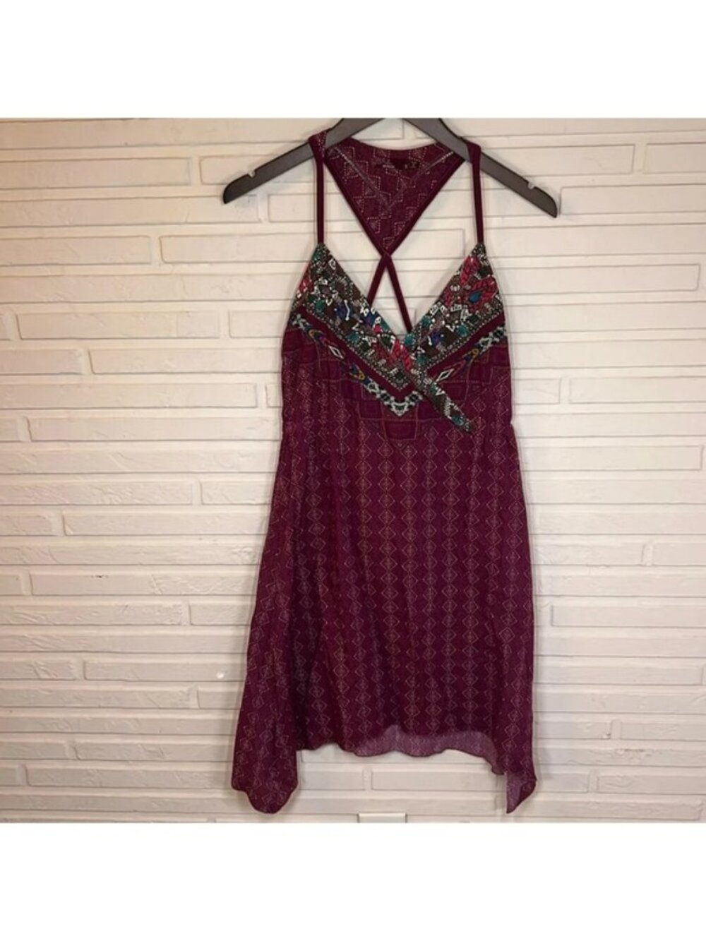 Prana Purple Asymmetrical Organic Cotton Halter Dress, Women Size Small